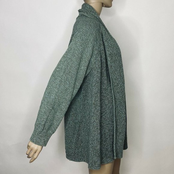 LL Bean Women's Size 3X Green Cardigan Open Front Oversized Heavy Knit - Picture 8 of 10